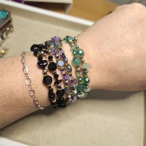 Gemstones & Crystal Memory Wire Stacking Bracelets